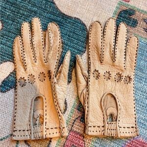 Vintage Deerskin Leather Driving Gloves small hand stitched 50s